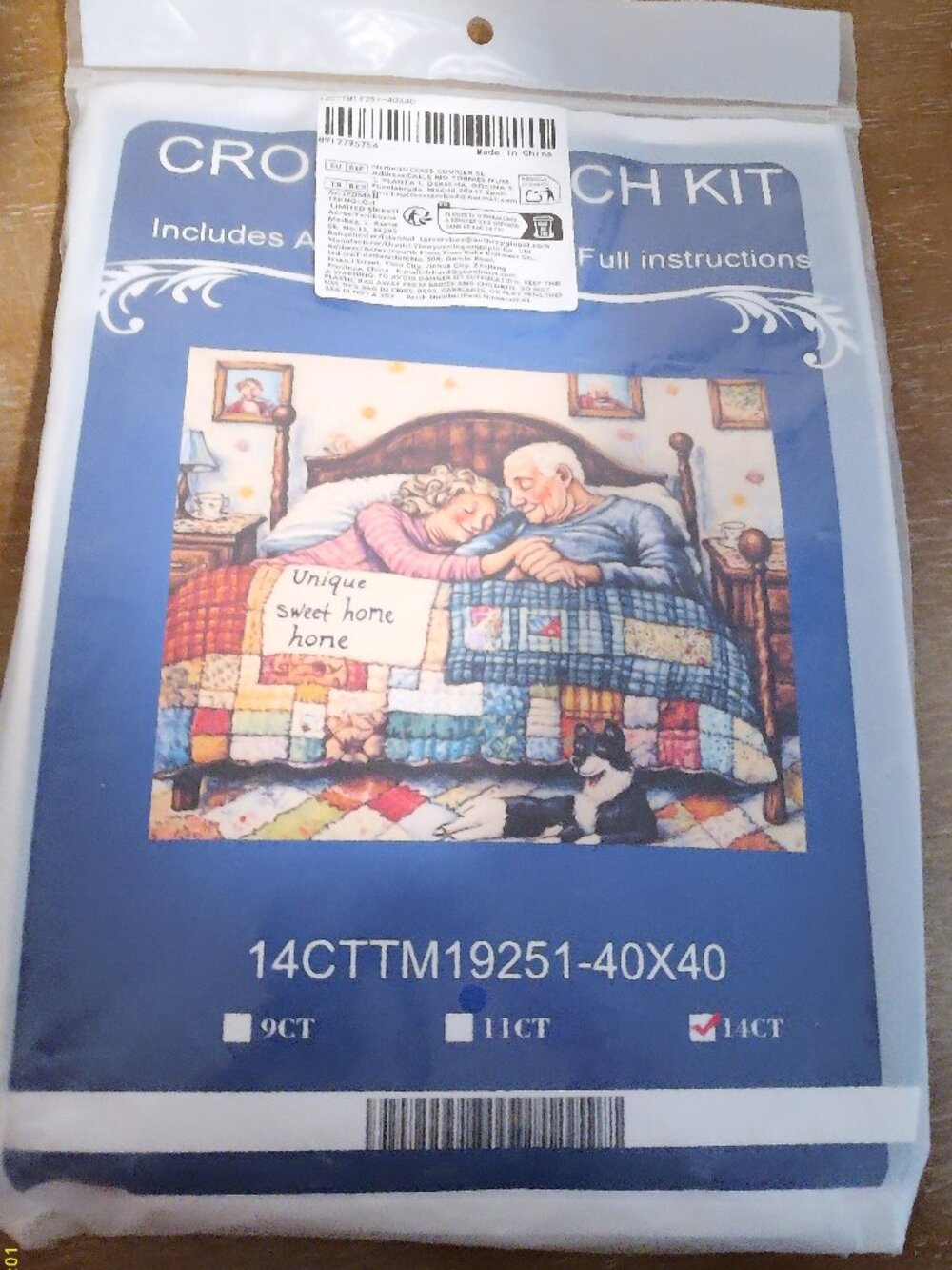 Cross Stitch Kit Old couple in bed-40 x 40 finished